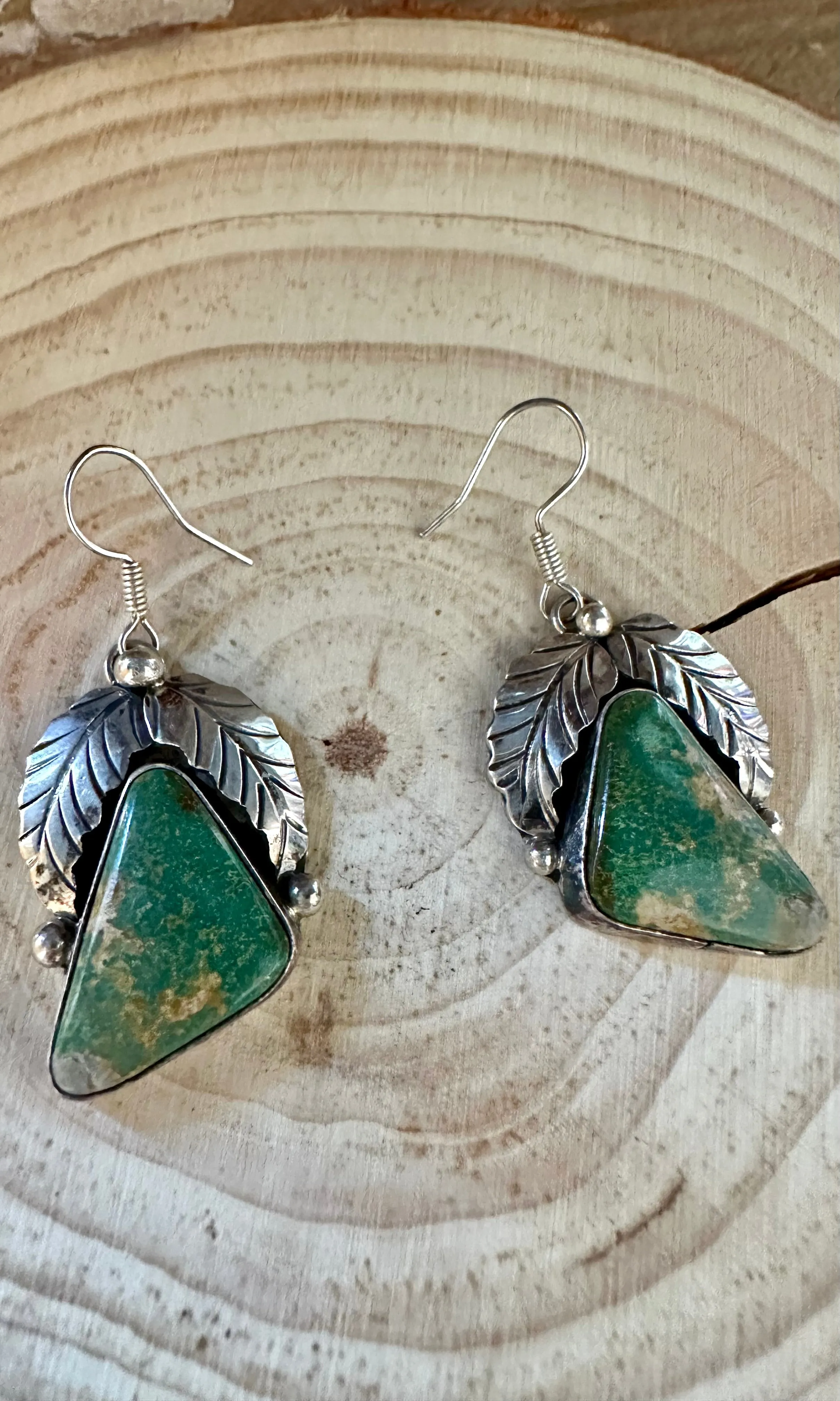 BETTA LEE FEATHERED Triangle Turquoise and Sterling Silver Earrings