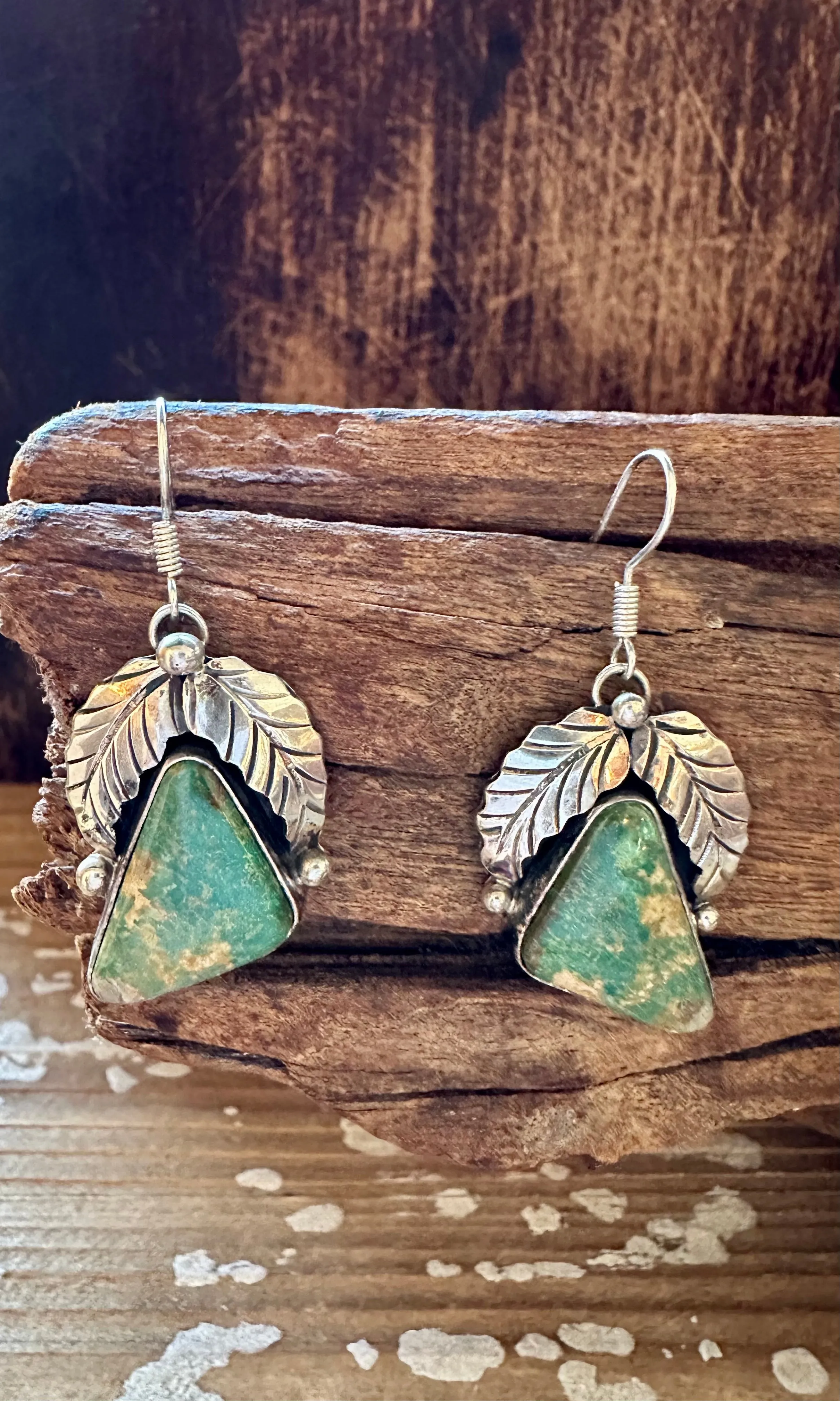 BETTA LEE FEATHERED Triangle Turquoise and Sterling Silver Earrings