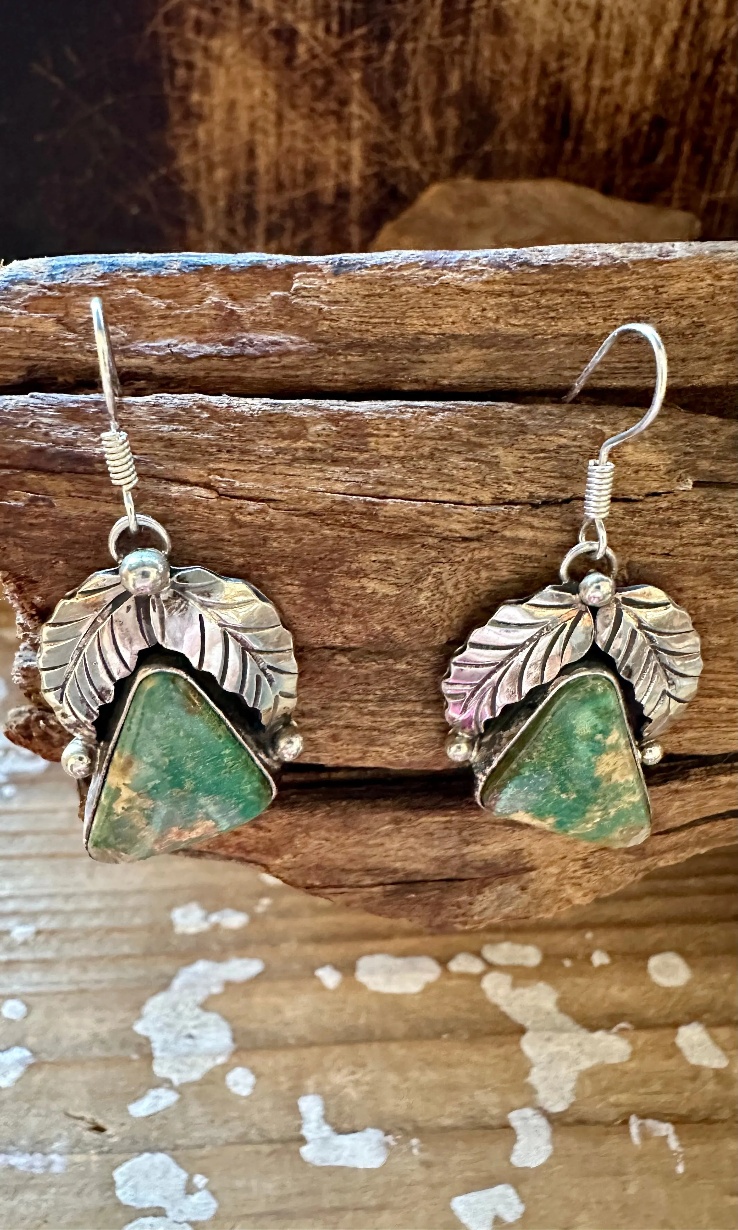 BETTA LEE FEATHERED Triangle Turquoise and Sterling Silver Earrings