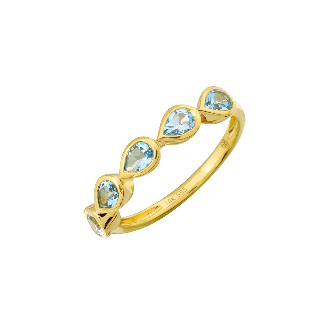 Bezel Drop Shape Gemstone Ring (Sky Blue Topaz)