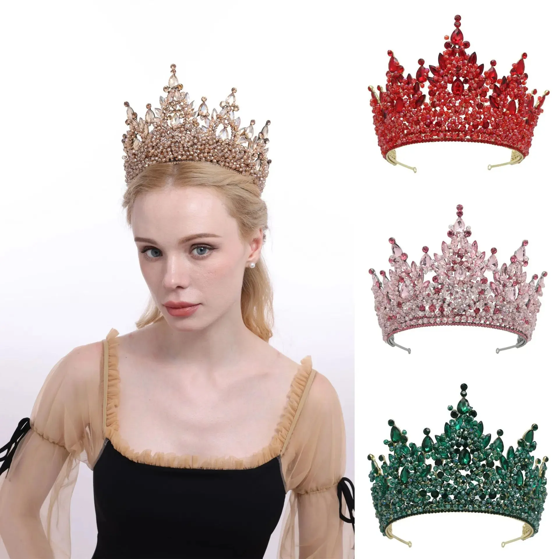 Big Crystal Royal Queen Crown Party Tiara Pageant Hair Accessories