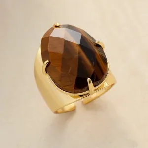 Big Stone Tiger Eye Ring