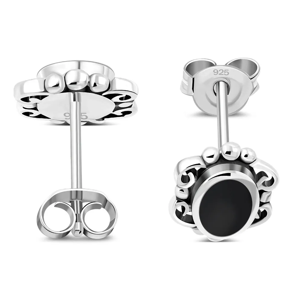 Black Onyx Sterling Silver Stud Earrings