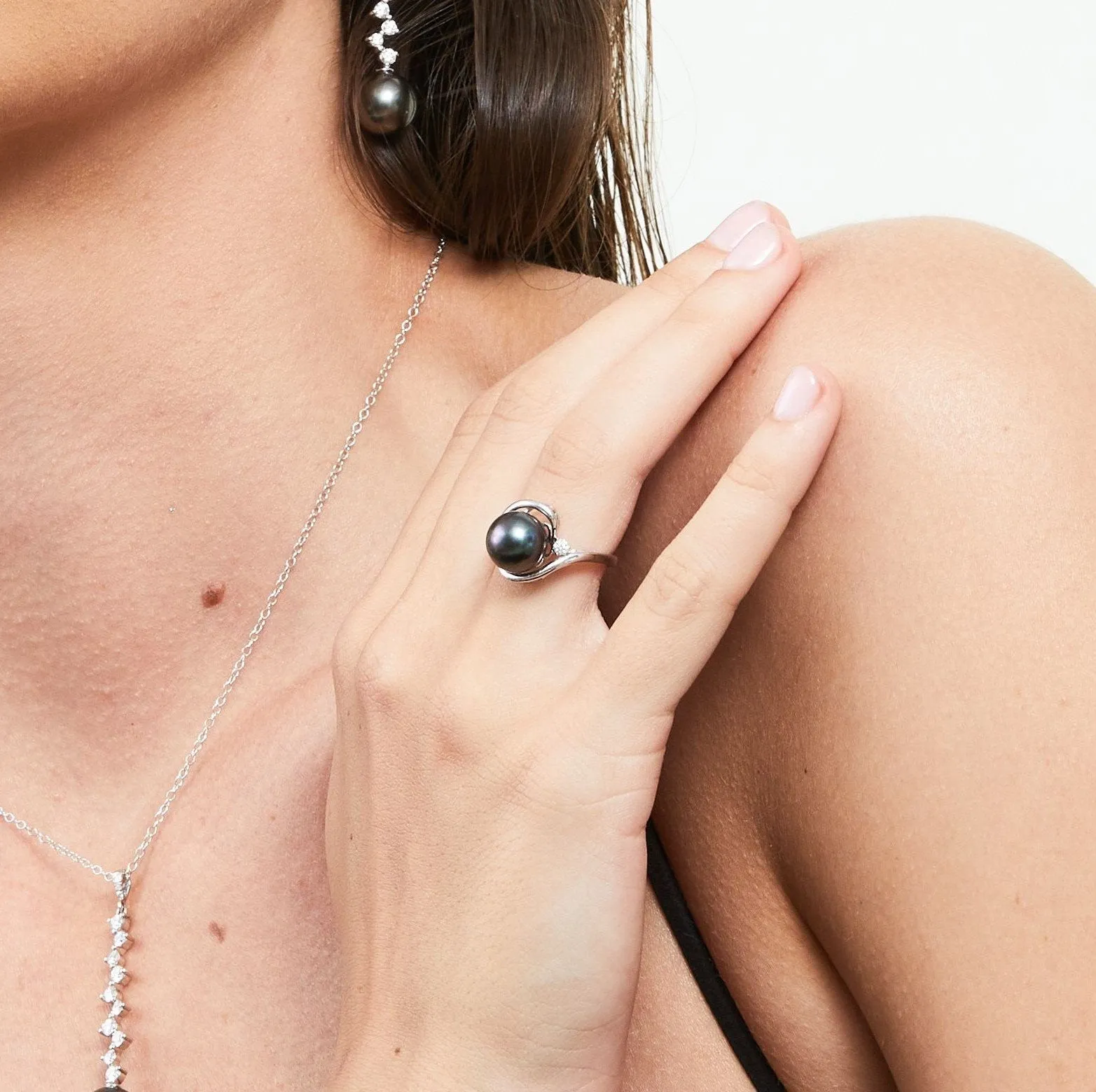 Black Tahitian Pearl & Diamond Sorbet Cocktail Ring