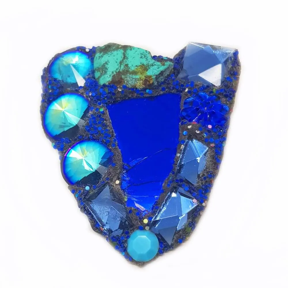 BLUE and TURQUOISE HEART BROOCH