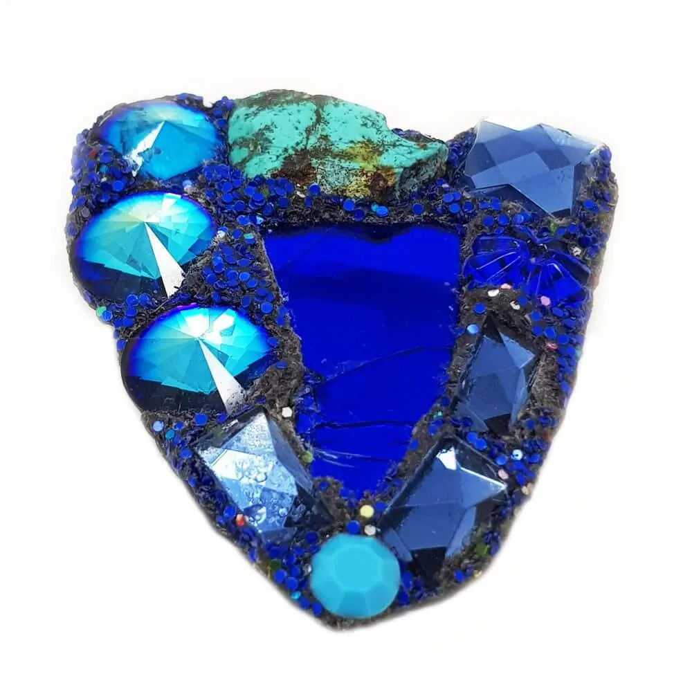 BLUE and TURQUOISE HEART BROOCH