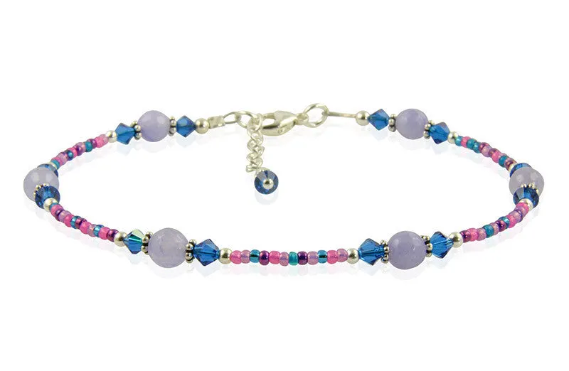 Blue Jade Gemstone Beaded Anklet