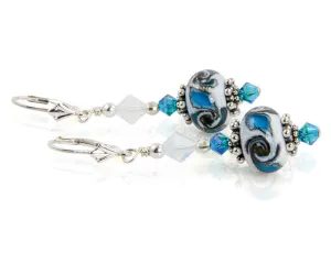 Blue Oasis Lampwork Bead Earrings