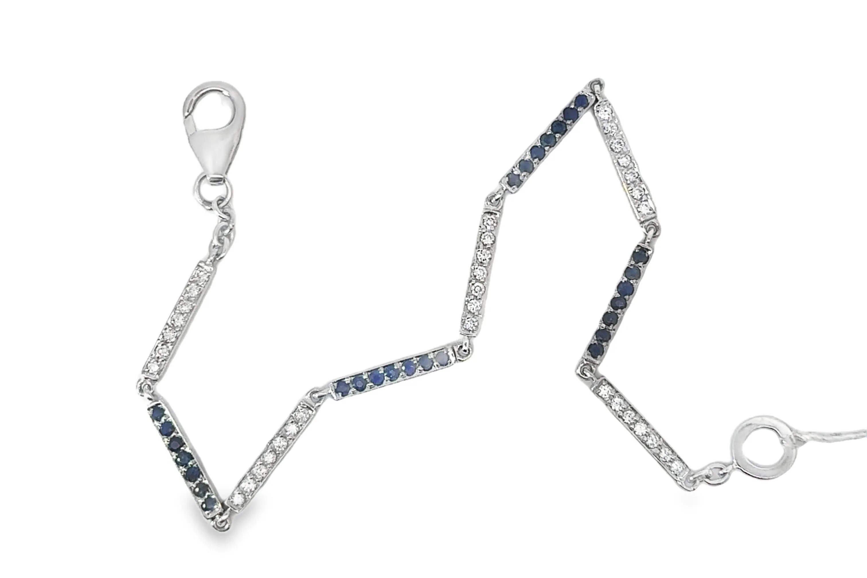 Blue Sapphire & Diamond Bar Tennis Bracelet