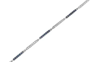 Blue Sapphire & Diamond Bar Tennis Bracelet