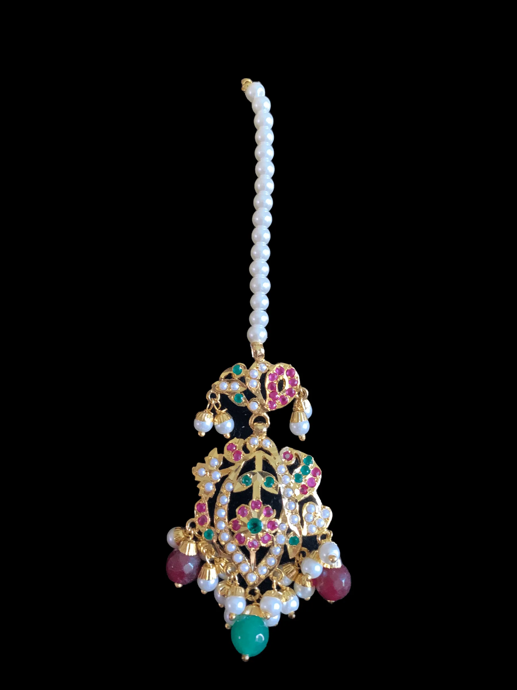 BR75  Nayaab pearl jadau necklace - ruby emerald  ( READY TO SHIP)