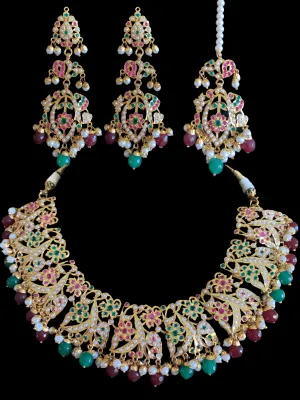 BR75  Nayaab pearl jadau necklace - ruby emerald  ( READY TO SHIP)