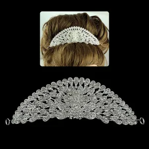 Bridal Rhinestone Peacock Half Tiara