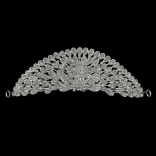 Bridal Rhinestone Peacock Half Tiara