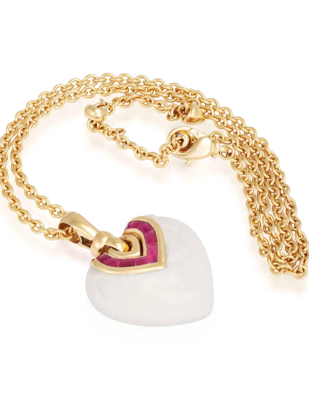 Bulgari Chandra Porcelain Ruby Gold Pendant