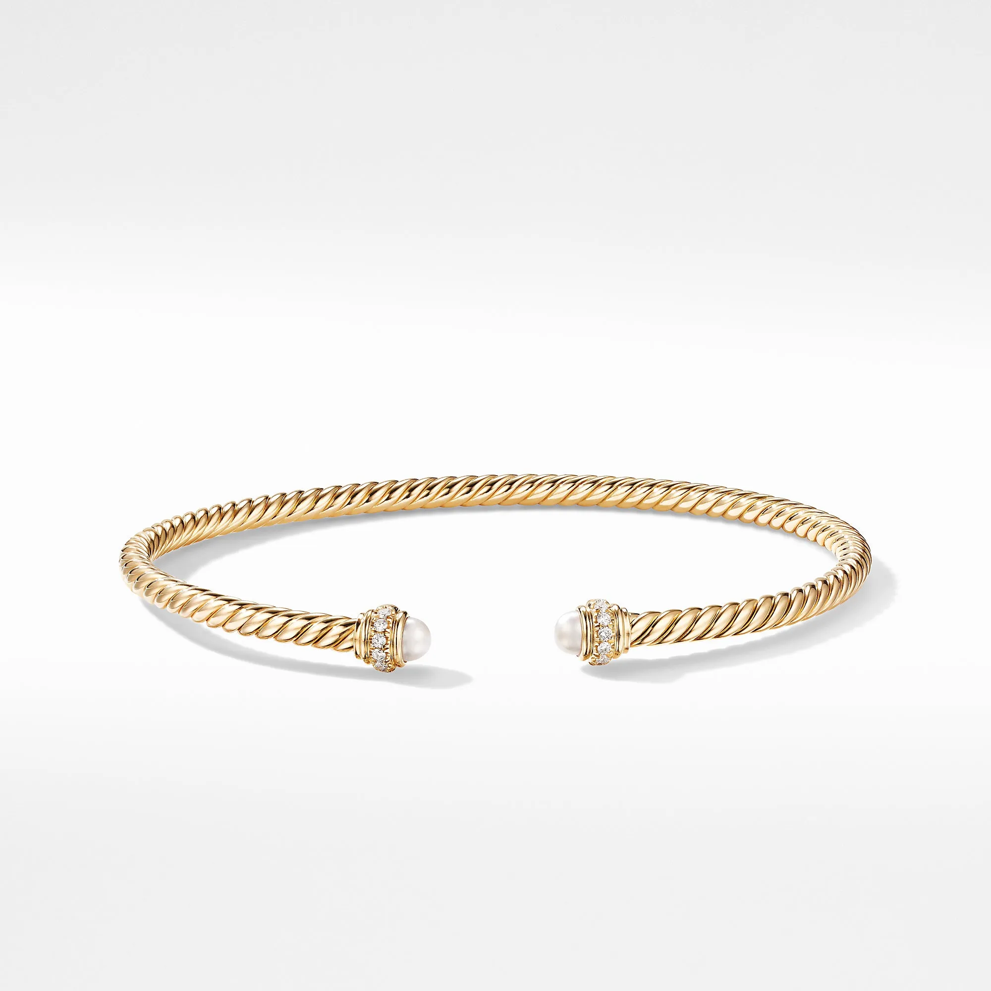 Cable Spira® Bracelet in 18K Gold with Pearl, 3mm, Size Medium