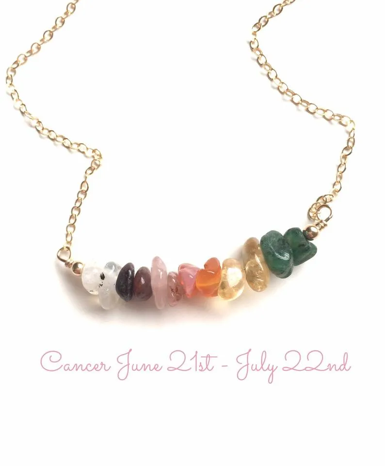 Cancer Zodiac Sign Crystal Necklace - June Birthday Gift - July Birthday Gift - Zodiac Gift - Crystal Healing