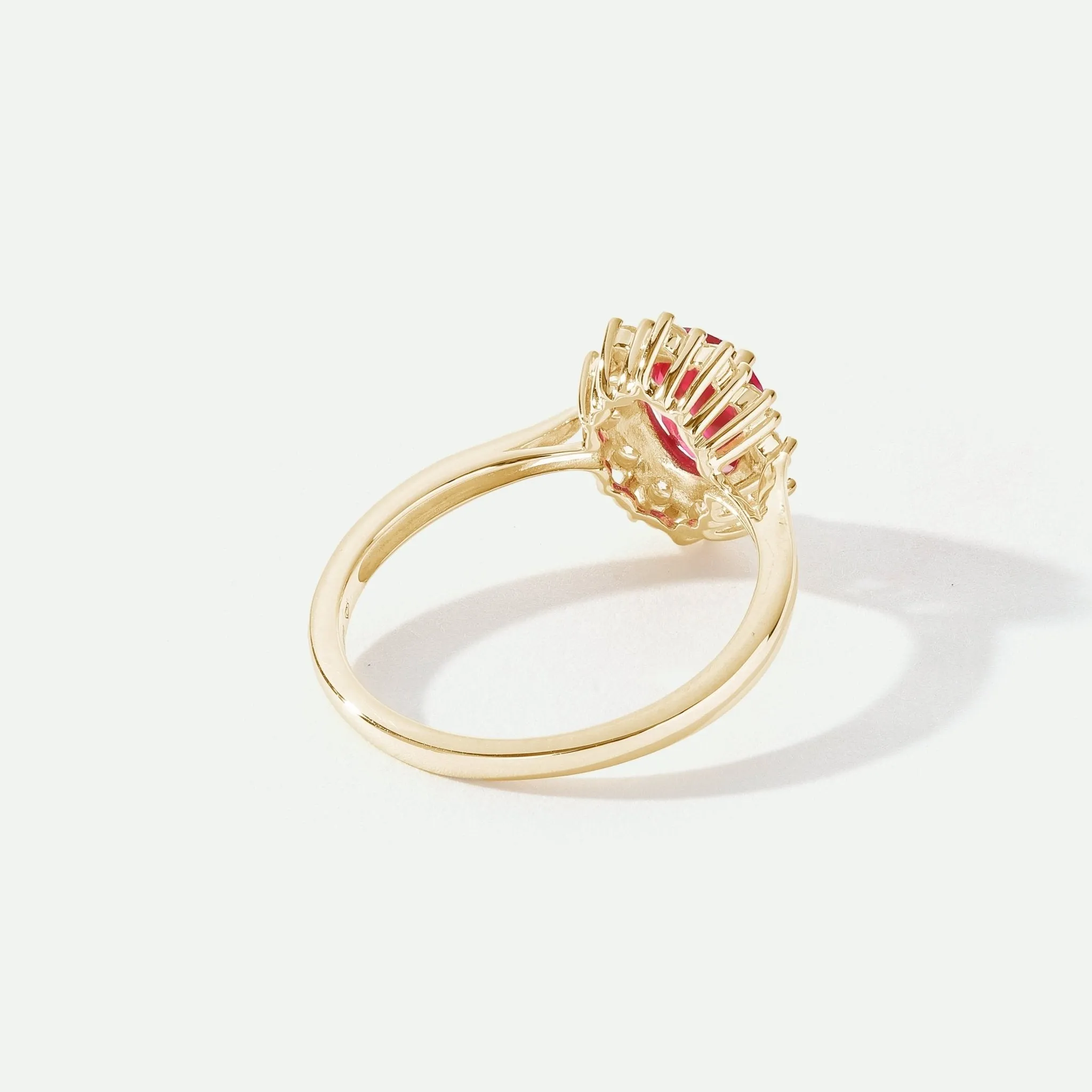 Cate | 9ct Yellow Gold 0.25ct tw Lab Grown Diamond and Created Ruby Ring