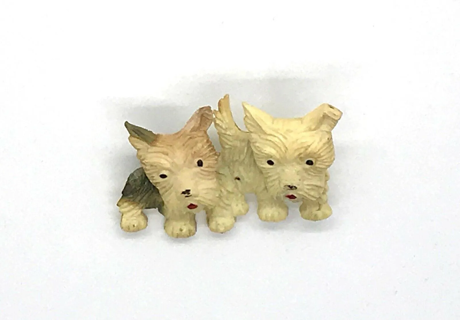 Celluloid Double Trouble Terrier Vintage Dog Brooch