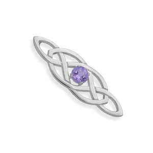 Celtic Knot Work Silver Amethyst Eternal Brooch