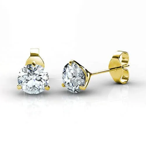 Chosen 1.00CT Round Cut Diamond Stud Earrings in 14KT Yellow Gold