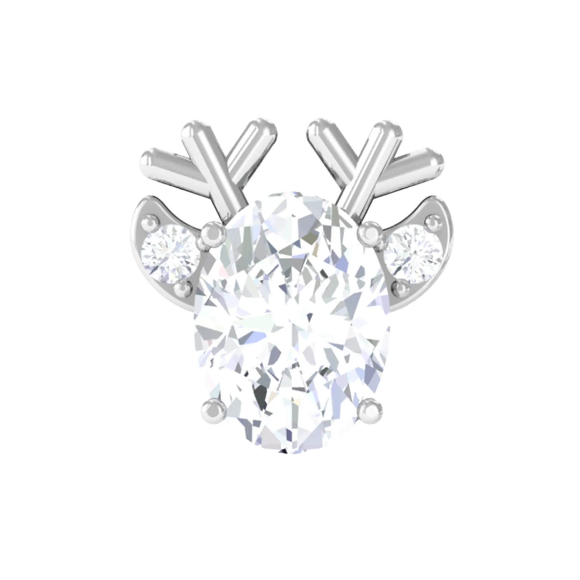 Christmas Oval Moissanite Solitaire Reindeer Earring