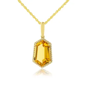 Citrine & Diamond Pendant w/Chain