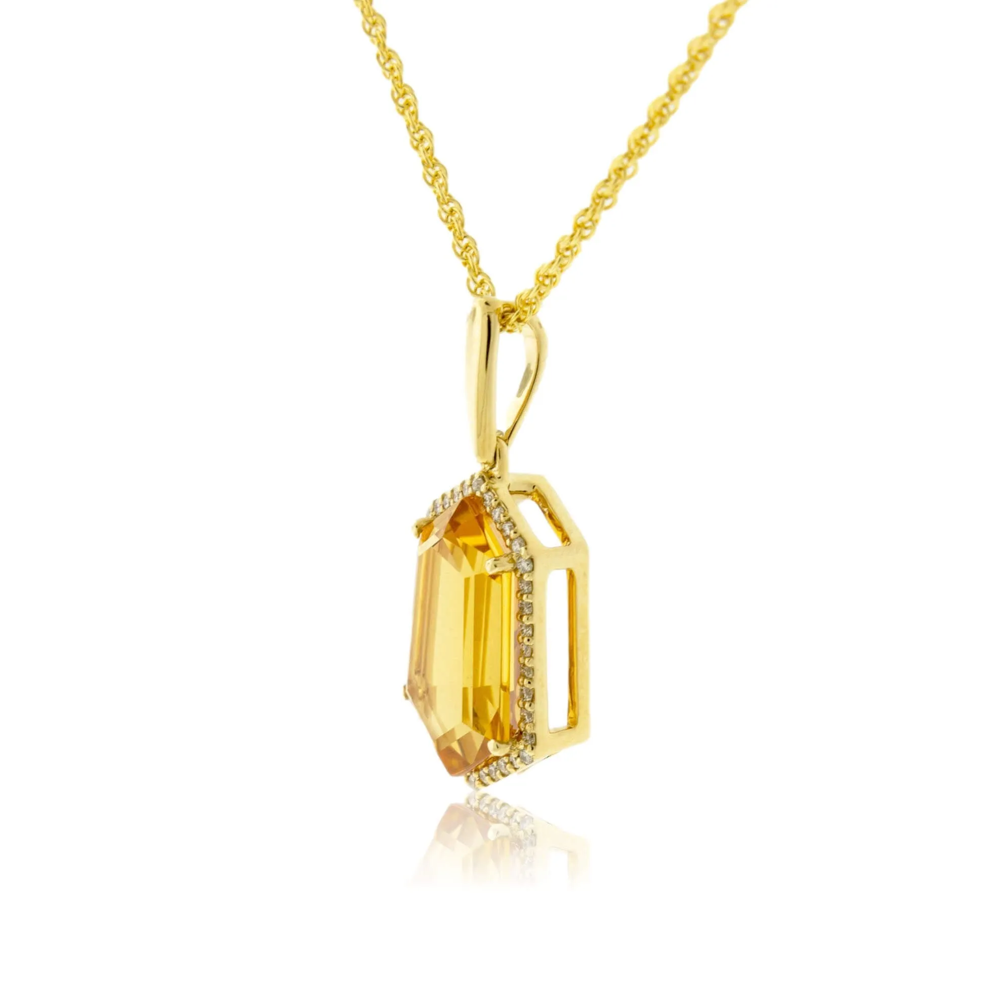 Citrine & Diamond Pendant w/Chain