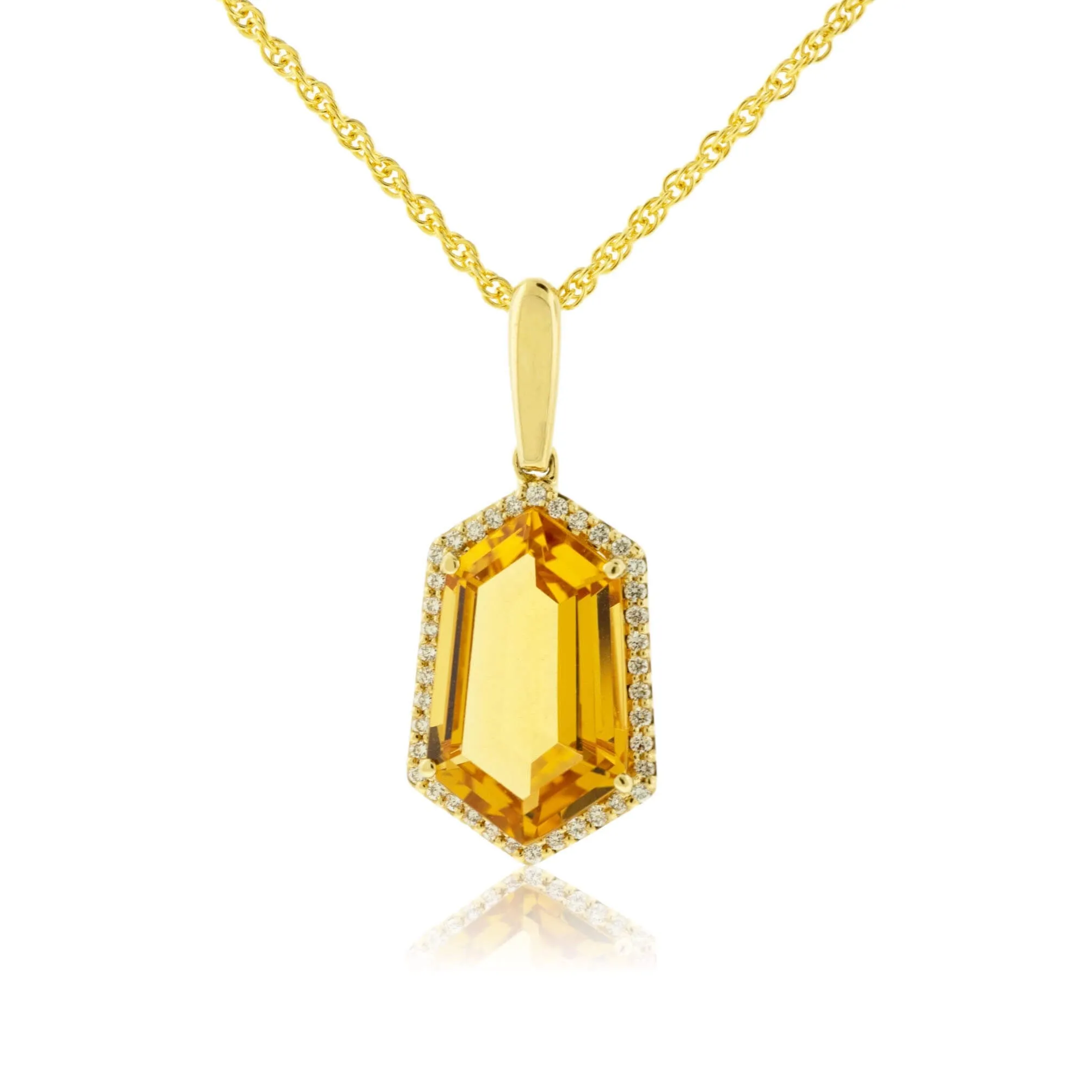 Citrine & Diamond Pendant w/Chain