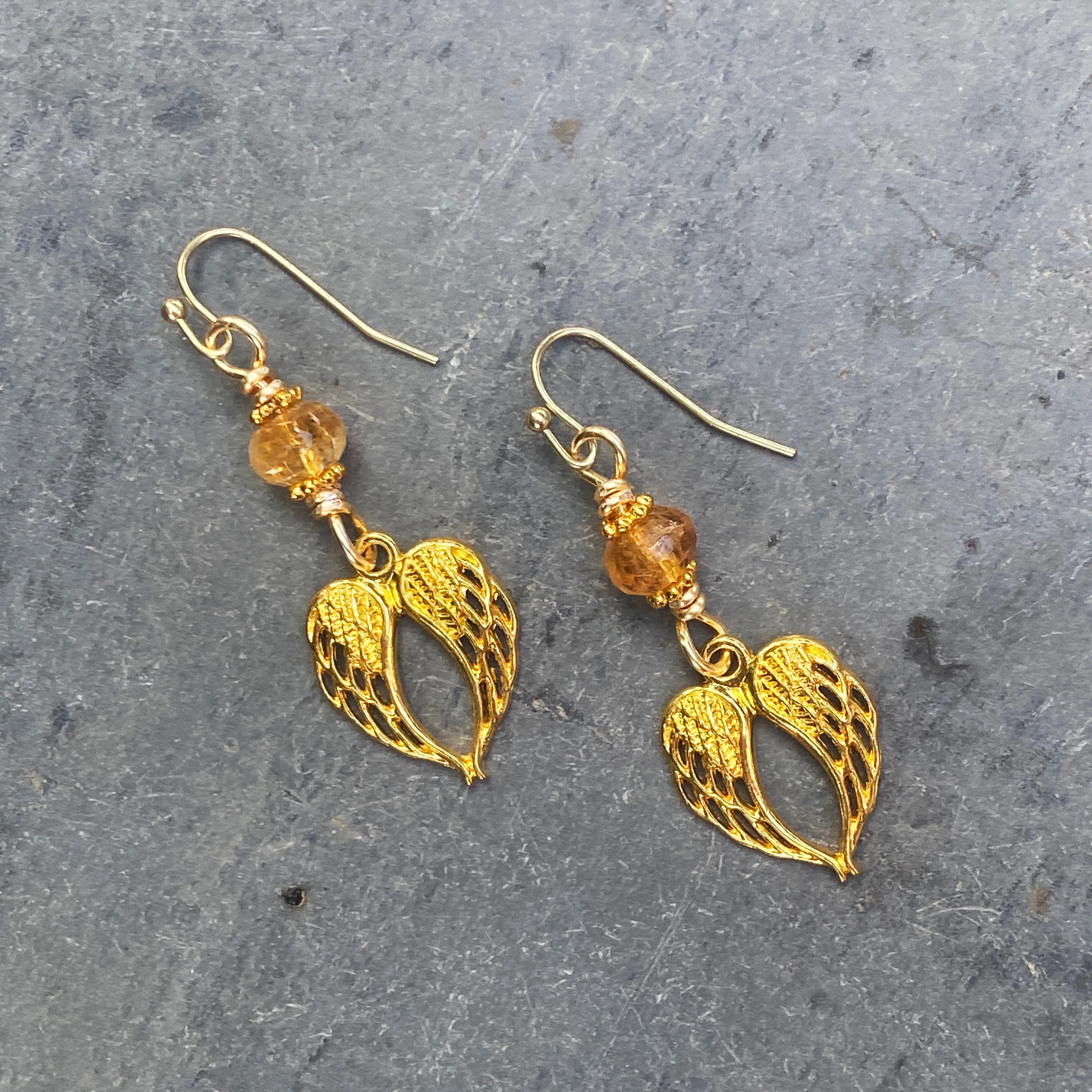 Citrine and Wings Earrings