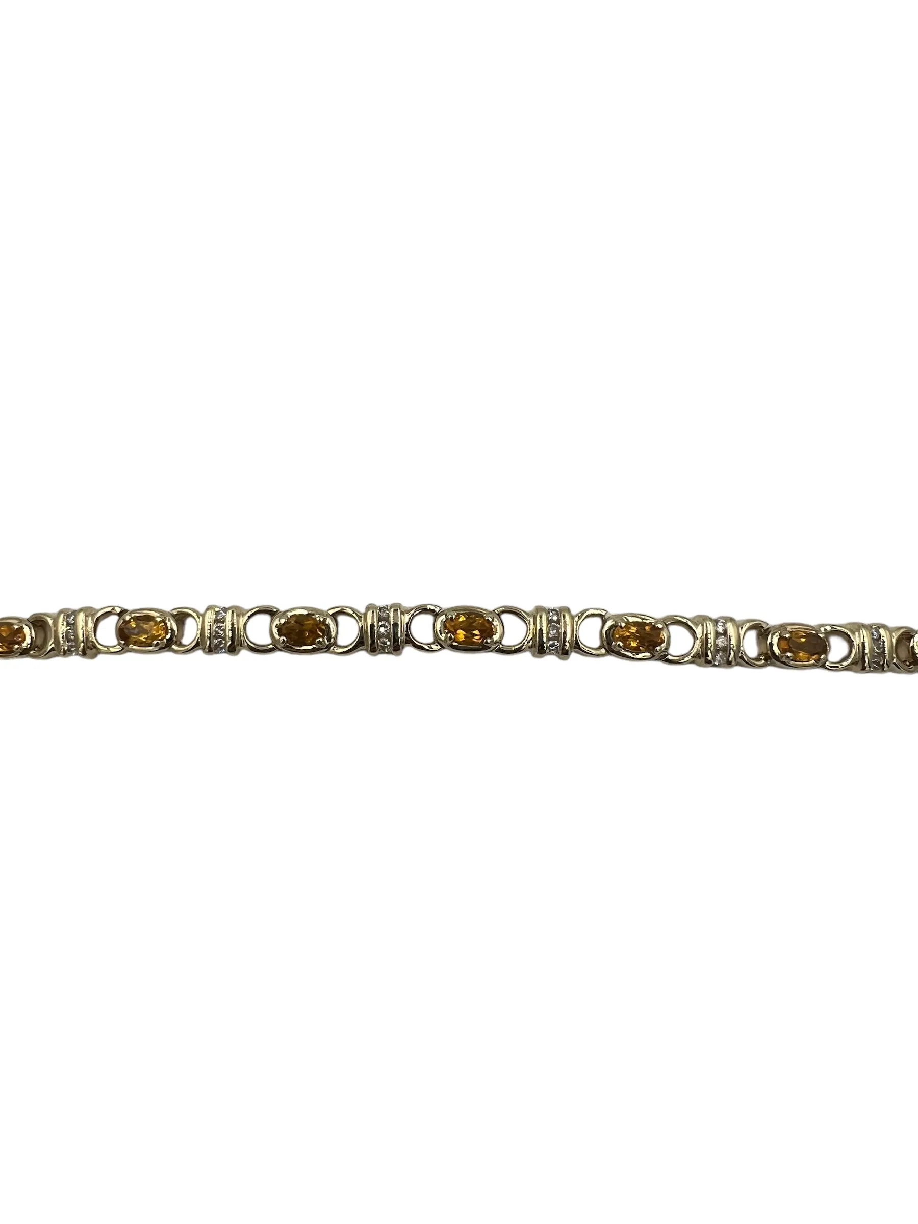 Citrine Diamond Yellow Gold Link Bracelet