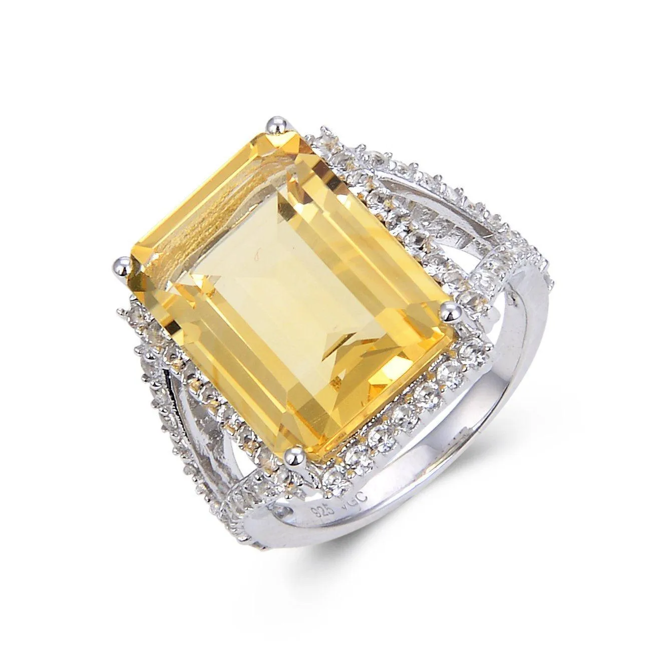 Citrine Emerald Cut Statement Ring