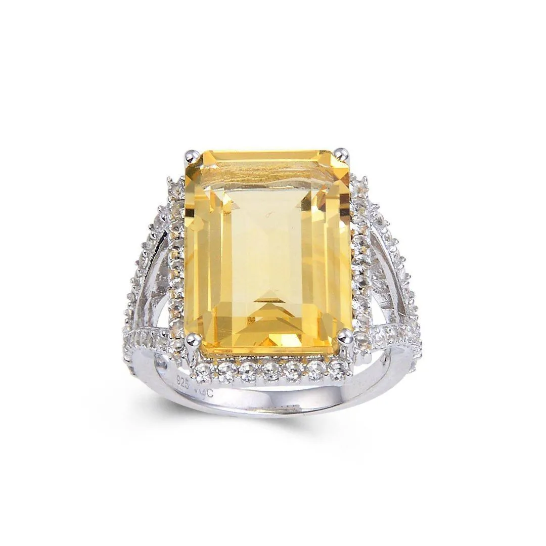 Citrine Emerald Cut Statement Ring