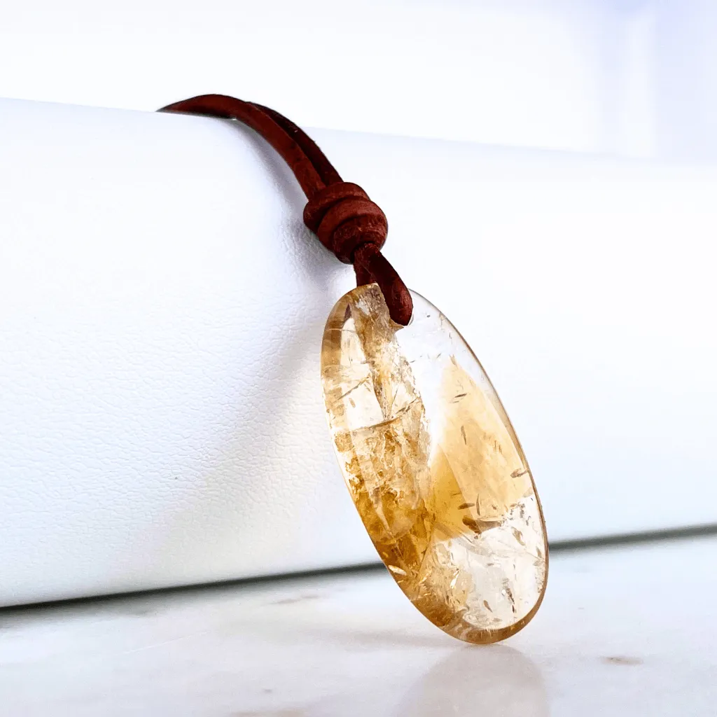 Citrine Oval Gemstone OOAK Pendant - Exclusive Elegance