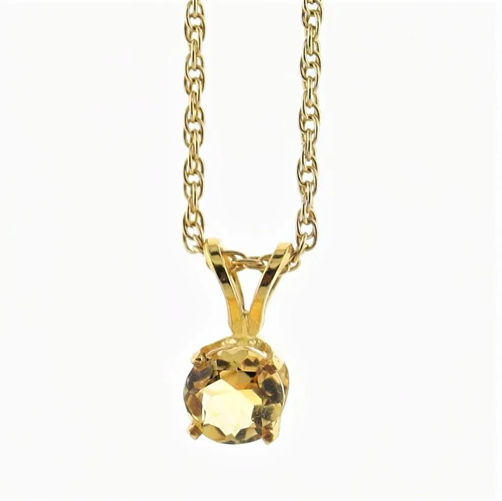 Citrine Pendant Necklace 14K Yellow Gold