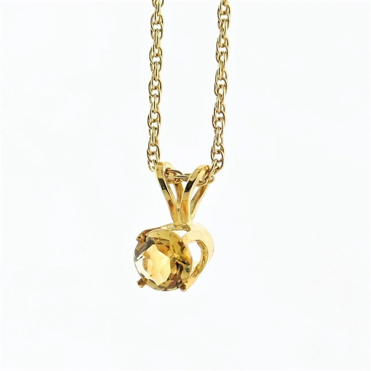 Citrine Pendant Necklace 14K Yellow Gold