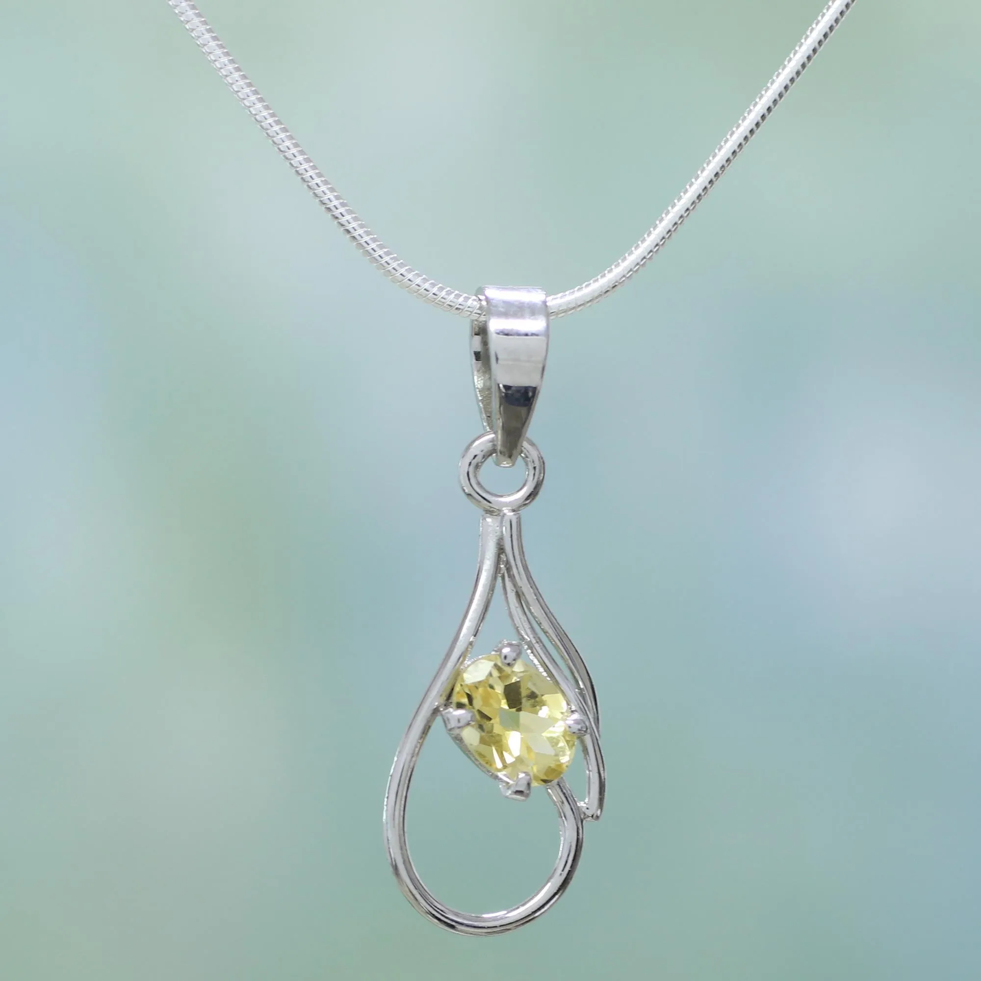 Citrine pendant necklace - Sunny Dawn | NOVICA