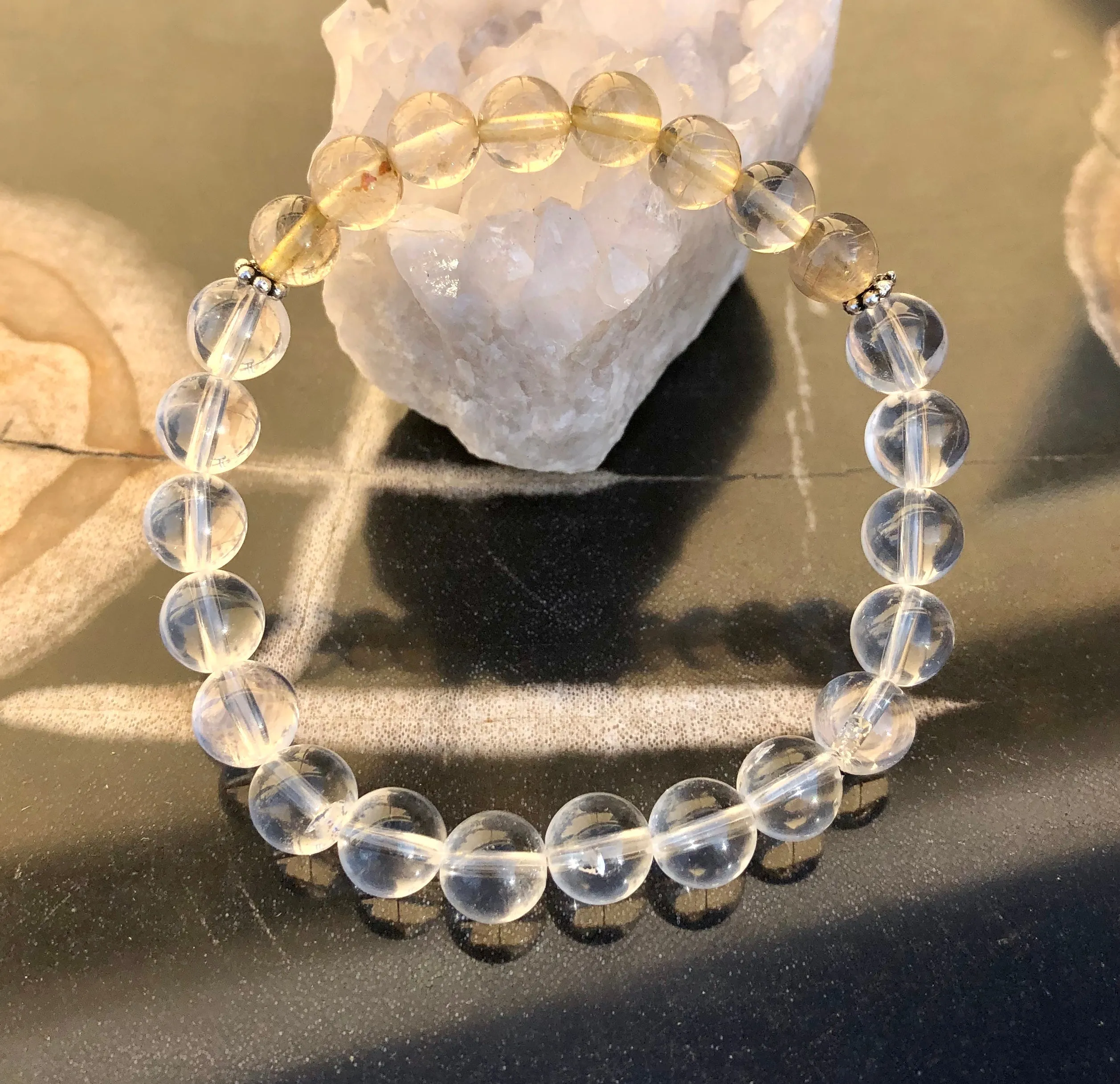 Citrine Rutilated & Crystal Quartz Stretch