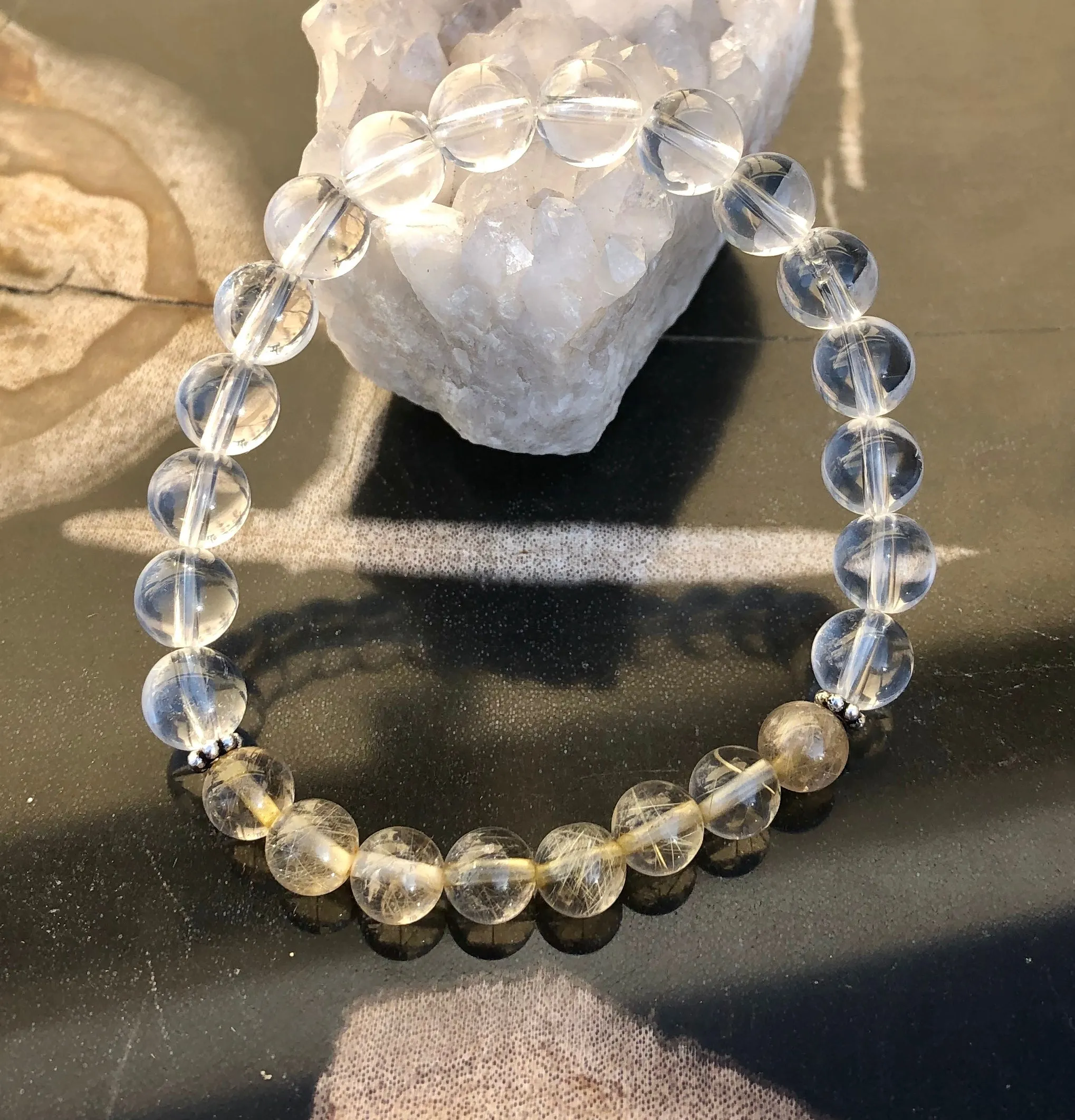 Citrine Rutilated & Crystal Quartz Stretch