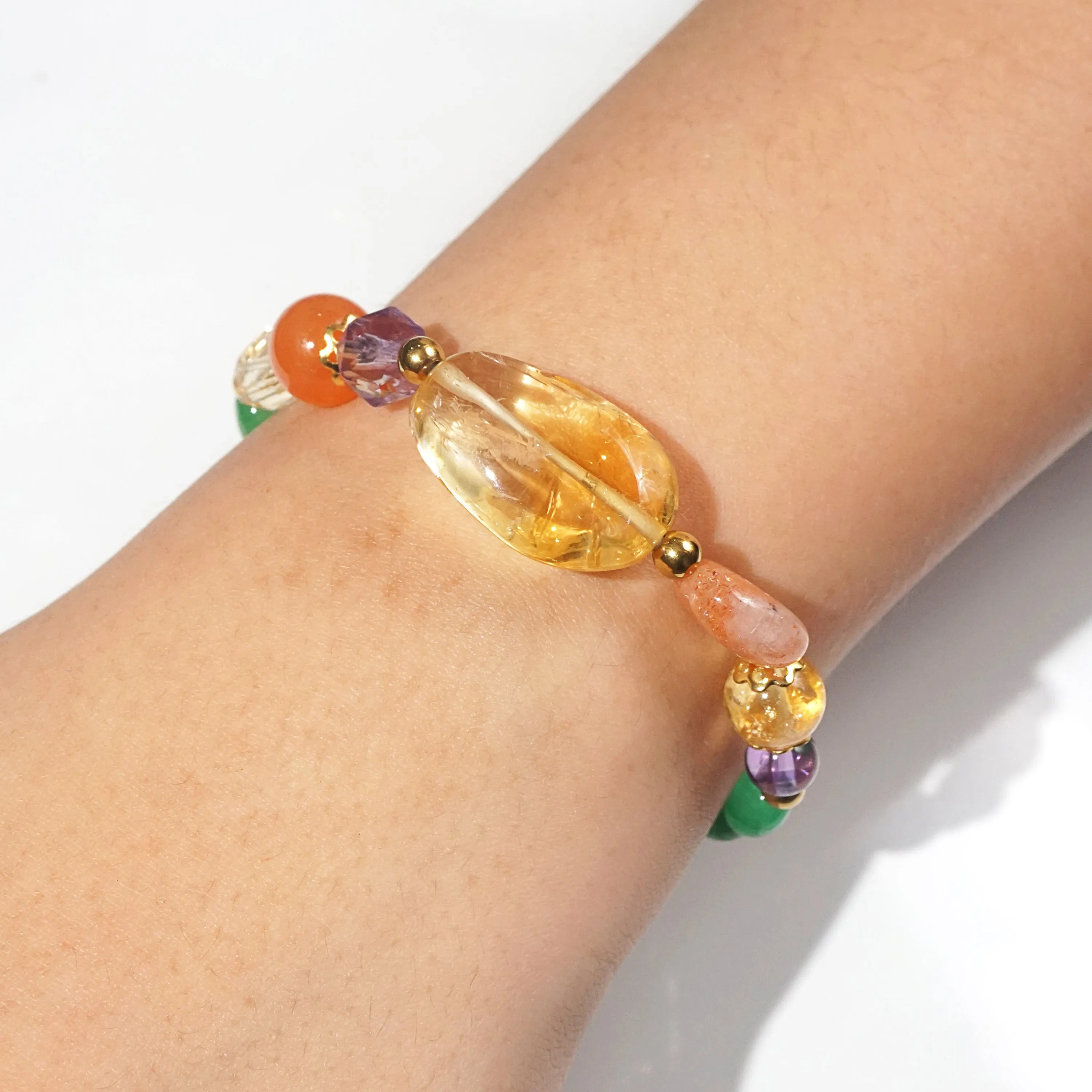 Citrine, Sunstone, Amethyst, Carnelian, and Jade