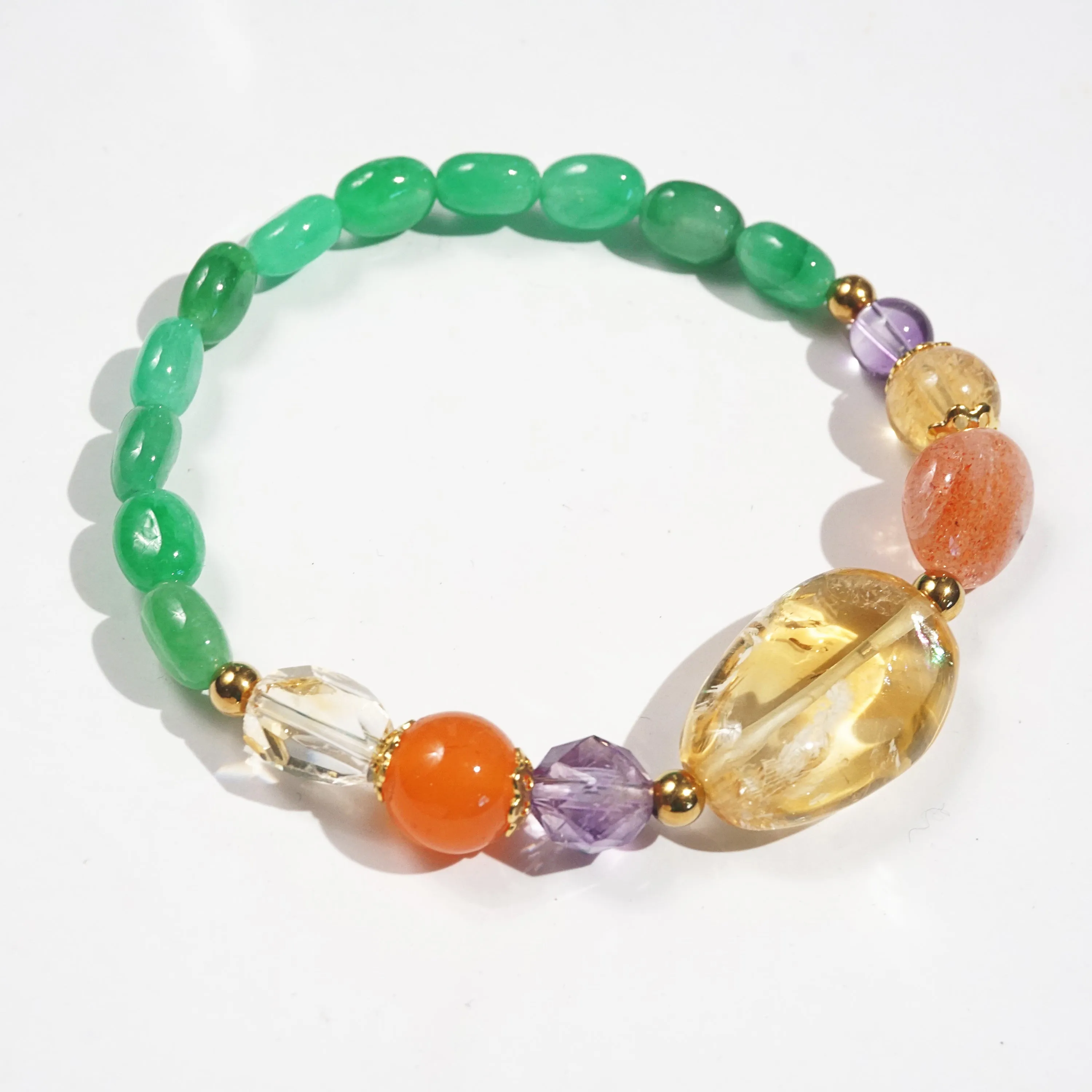 Citrine, Sunstone, Amethyst, Carnelian, and Jade