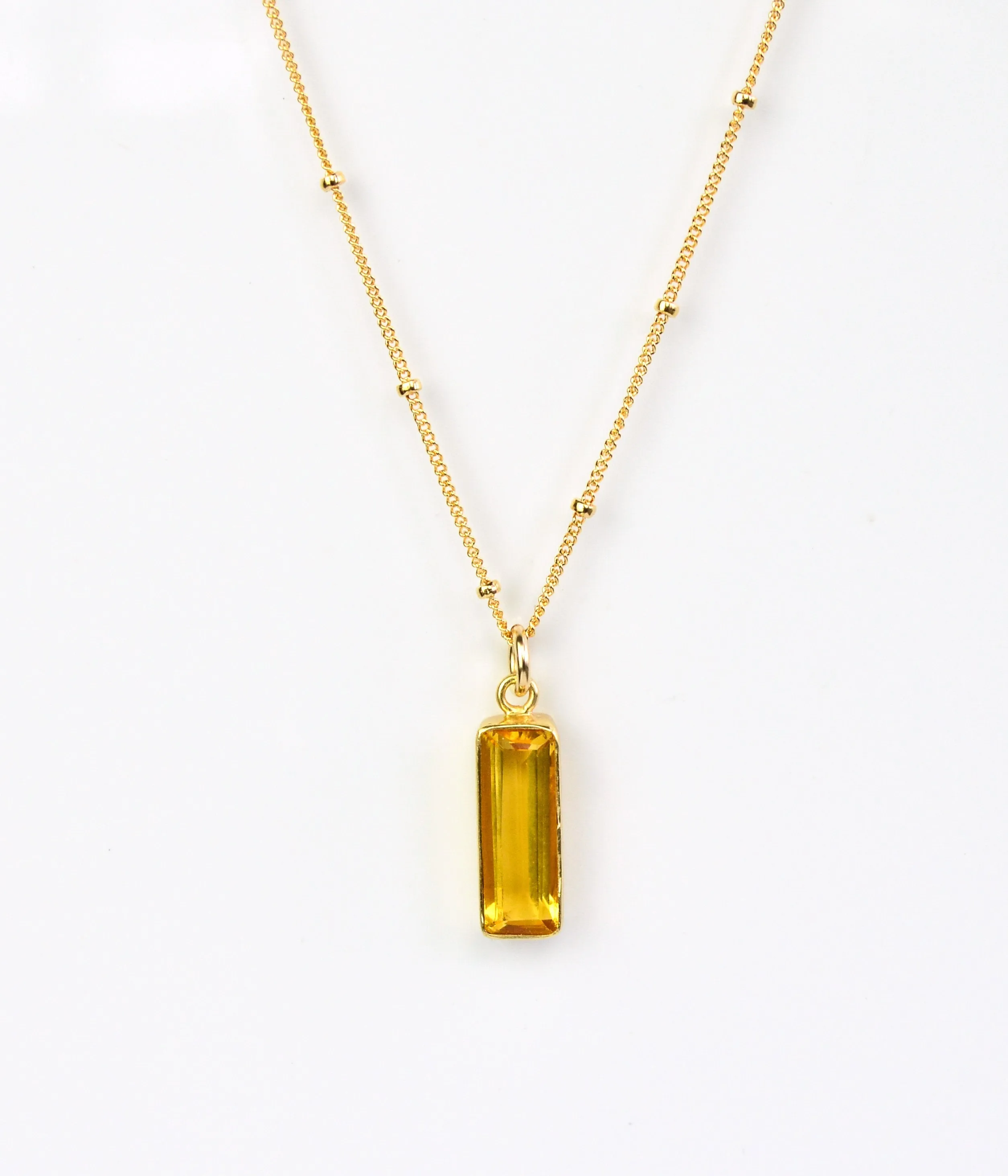 Citrine Vertical Bar Necklace : November Birthstone : Adira Series