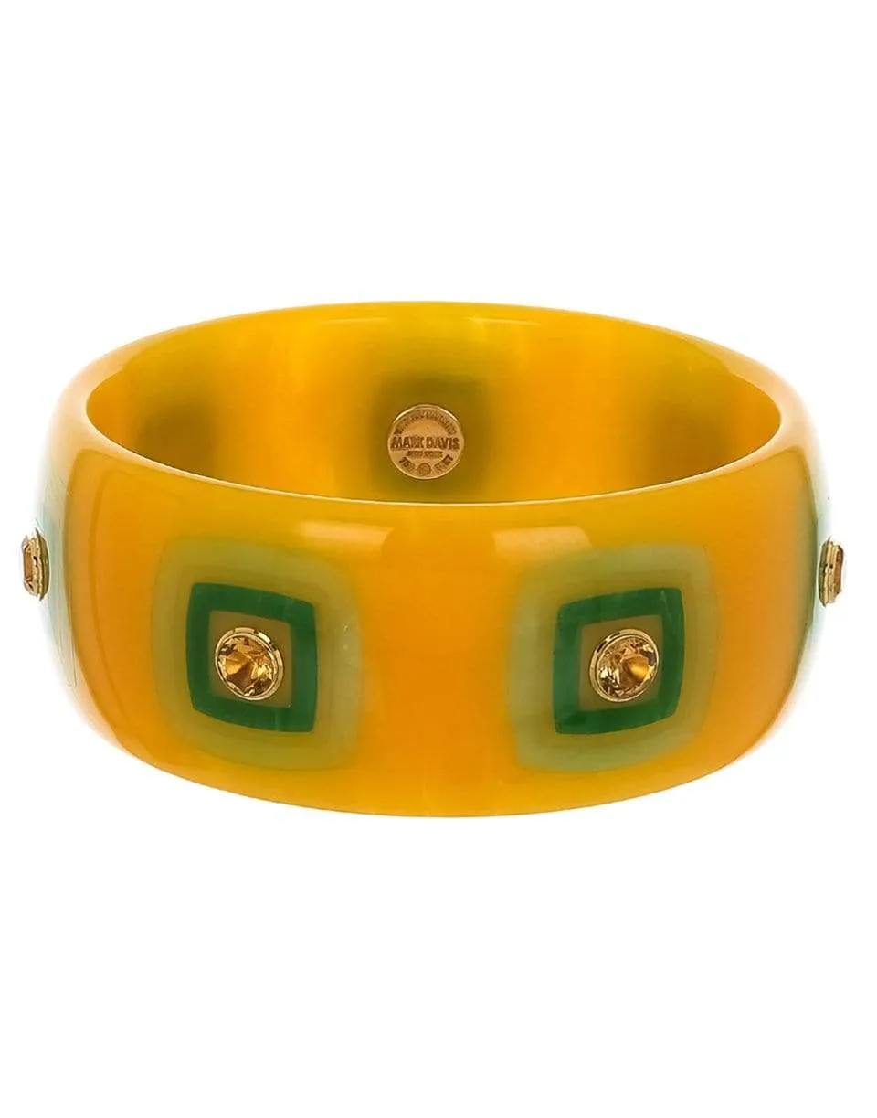 Citrine Yellow & Green Bakelite Bangle