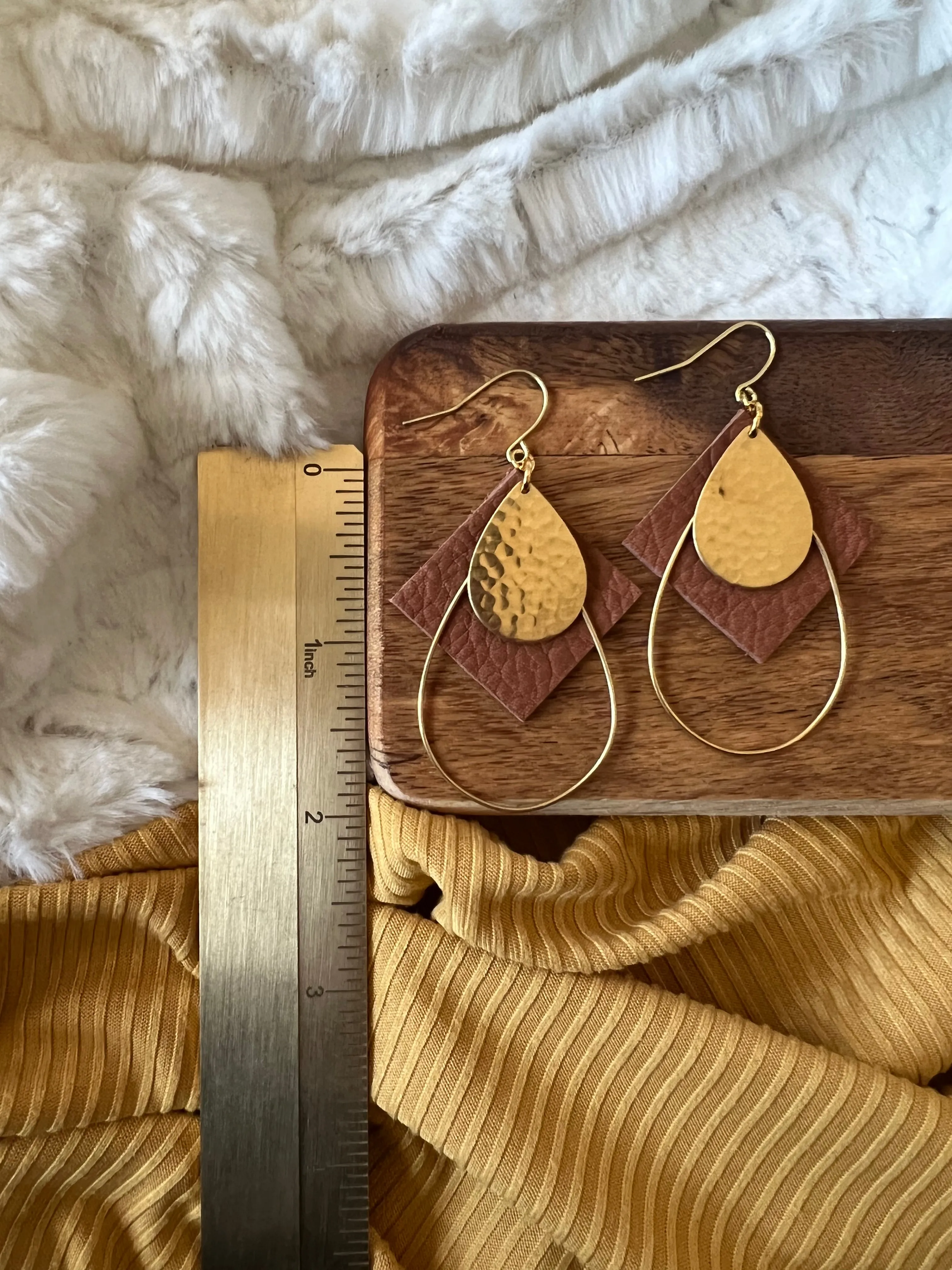 Compass Leather Earrings