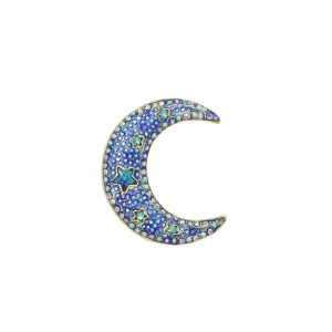 Cosmic Crescent Moon Brooch