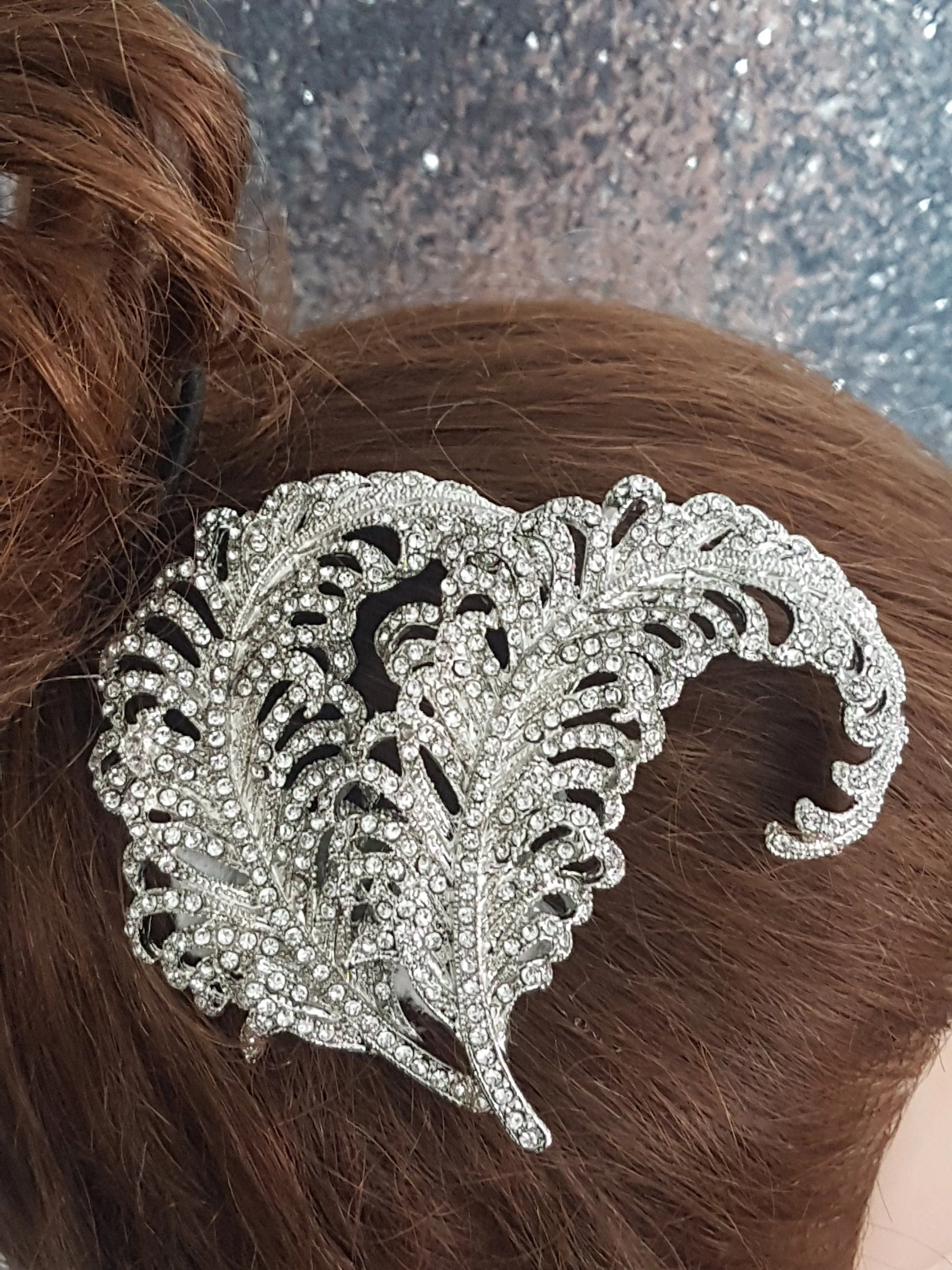 Crystal Vintage style 'Feather'  Wedding Hair Slide Bride Bridesmaid  hair clip Great Gatsby Vintage Glam Art Deco by Crystal wedding uk