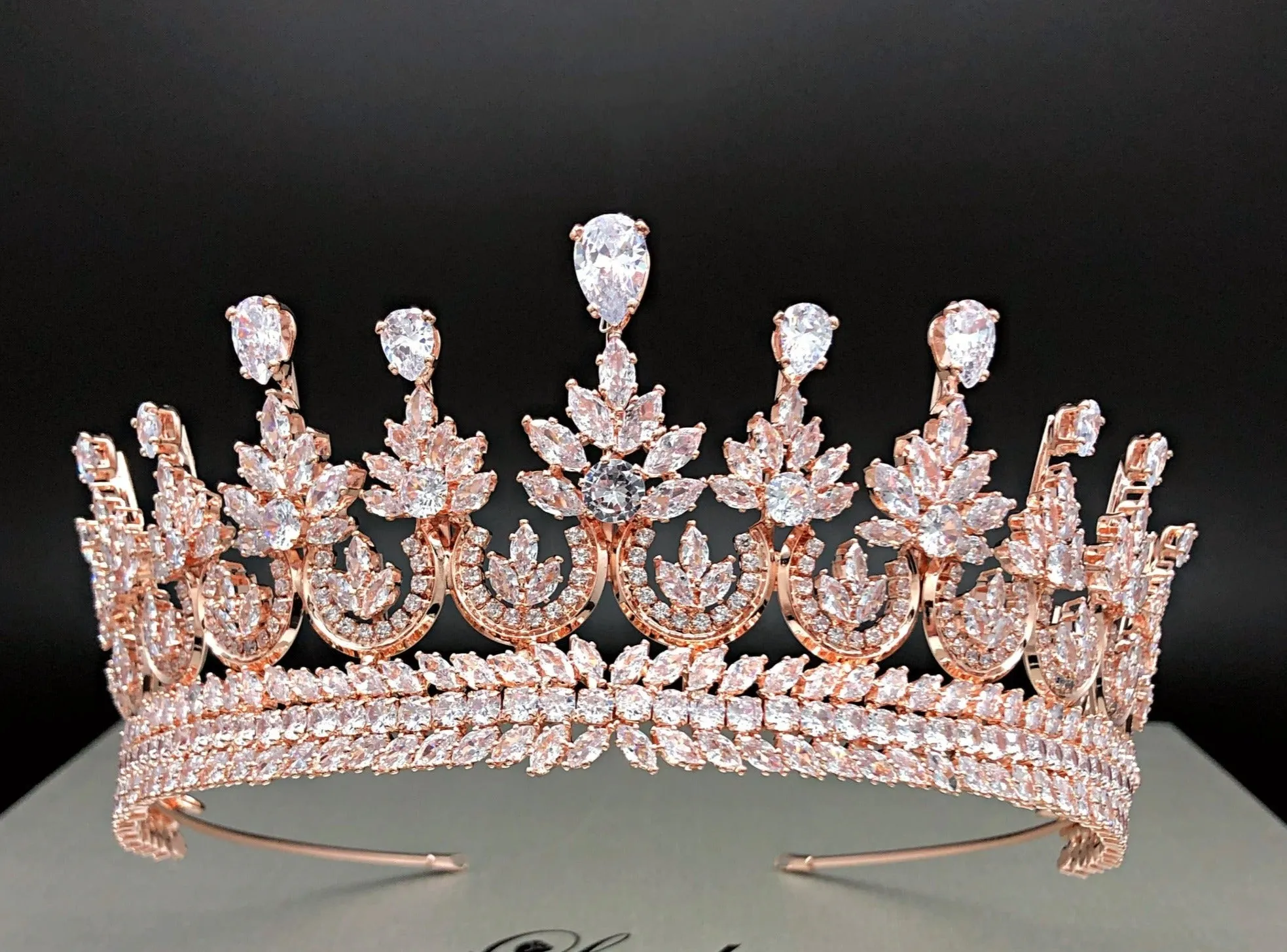 Cubic Zirconia Bridal, Quinceanera Tiara, Imperial Marquise and Teardrop