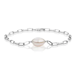 Cultured freshwater pearl bracelet in sterling silver