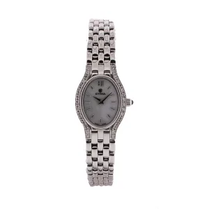 Cyma Ladies' Watch 108.006 14K White Gold MOP Dial Diamond Bezel 19mm (FINAL SALE) (SOLD AS IS)