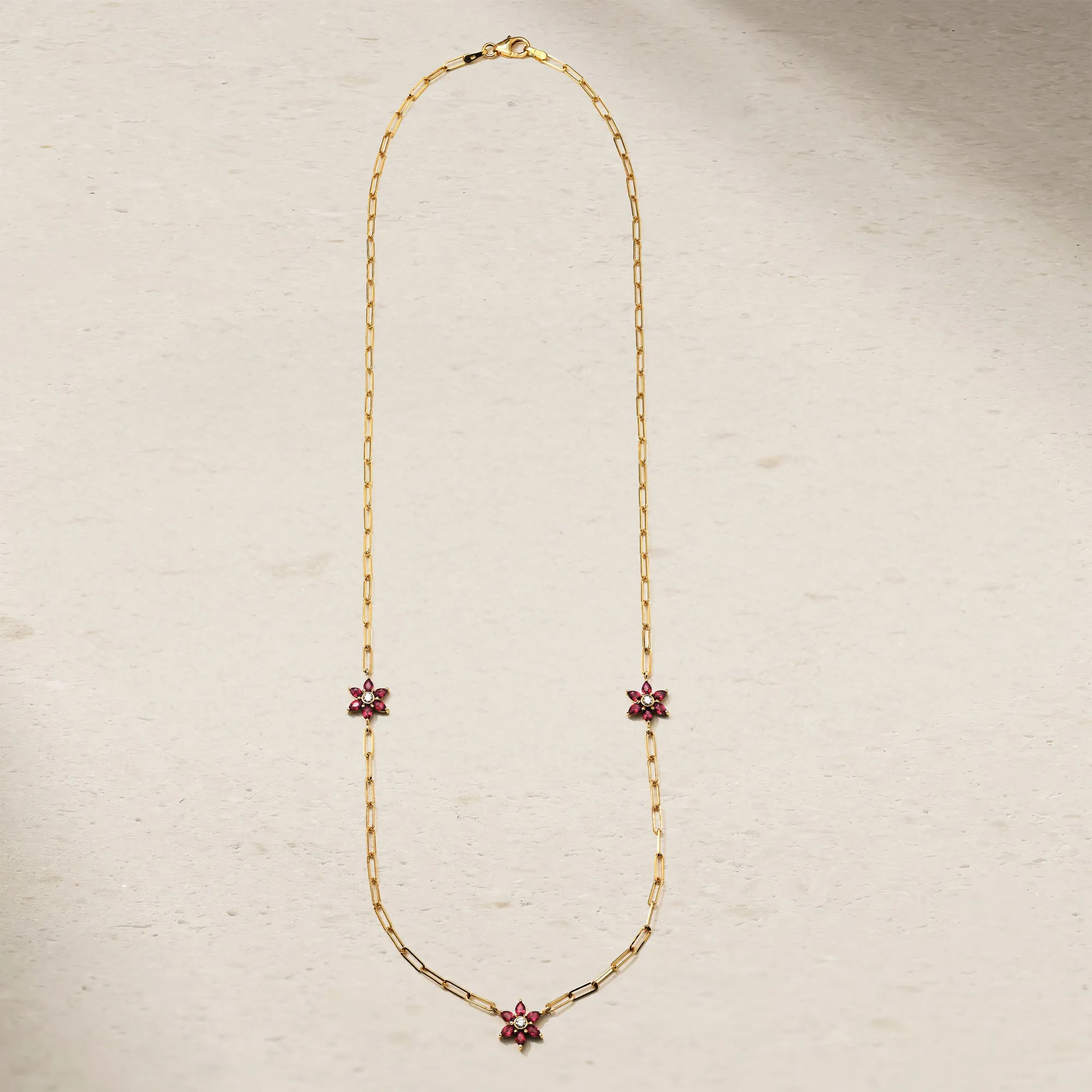 Daffodil Garden Ruby and Diamond Station Necklace